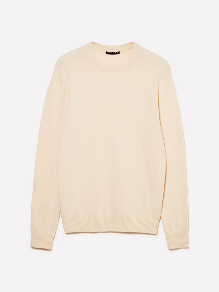 Beigefarbener Pullover mit Rundhalsausschnitt in normaler Passform - rundhalspullover für herren - Beige | Sisley image number 1